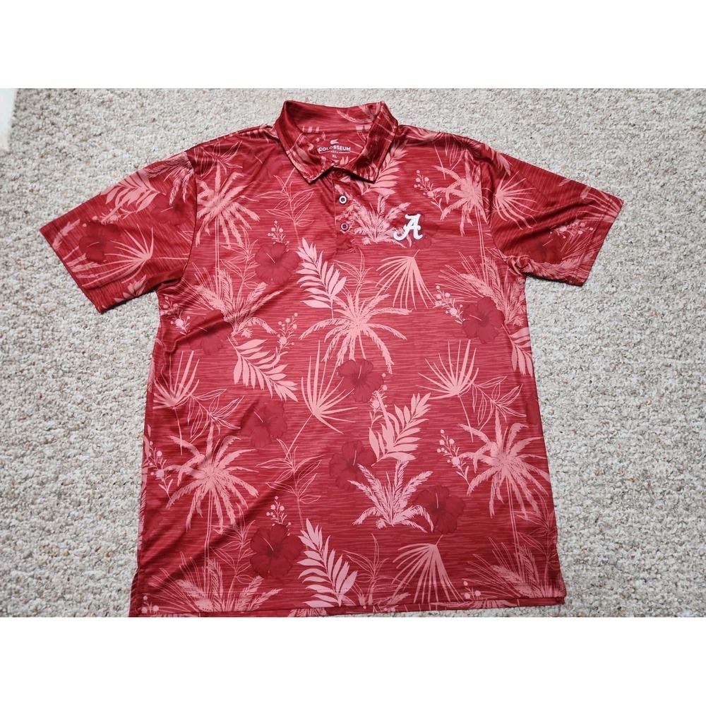 Colosseum Alabama Crimson Tide Men XL Red Palm Tree Performance Football Polo